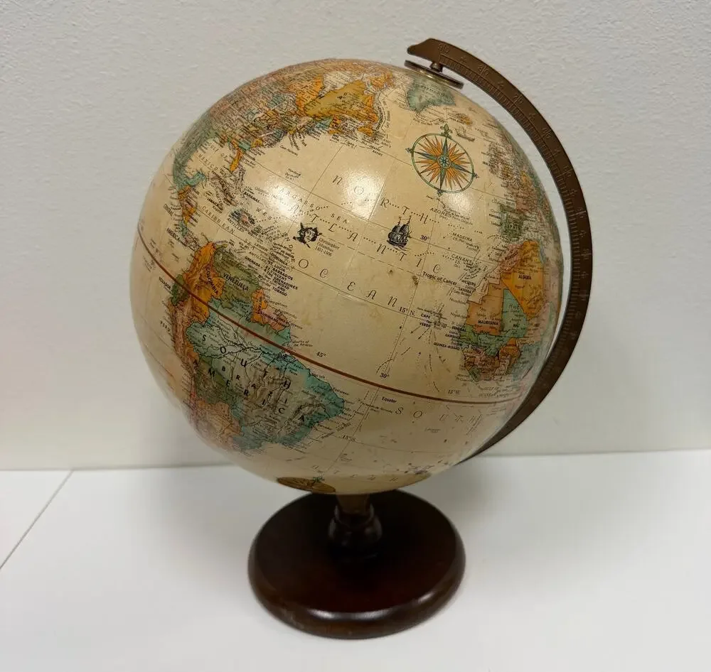 Replogle World Classic Series 12” Globe Wood Base Raised Relief Map Made in USA